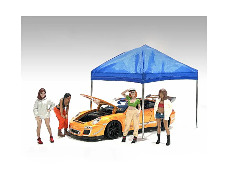 "Hip Hop Girls" 4 Piece Figure Set for 1/24 Scale Models by American Diorama - Accessories