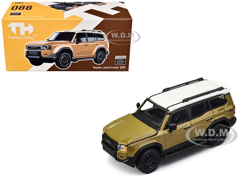 Toyota Land Cruiser 250 Sand with White Top 1/64 Diecast Model Car by Trends Hobby - Toyota Models