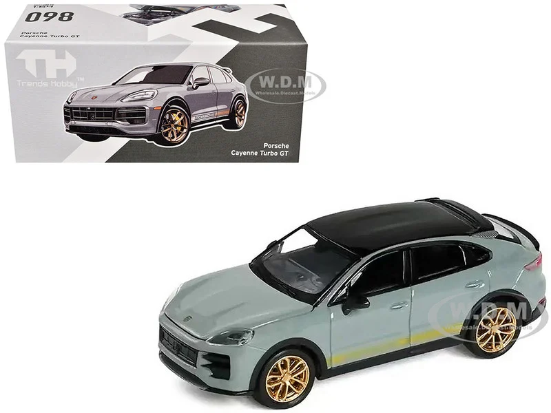 Porsche Cayenne Turbo GT Gray with Black Top and Gold Stripes 1/64 Diecast Model Car by Trends Hobby - Porsche Models
