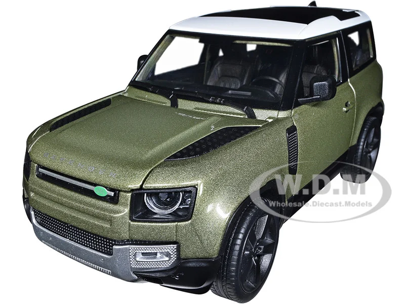 2020 Land Rover Defender Green Metallic with White Top "NEX Models" 1/26 Diecast Model Car by Welly - Range/Land Rover Models