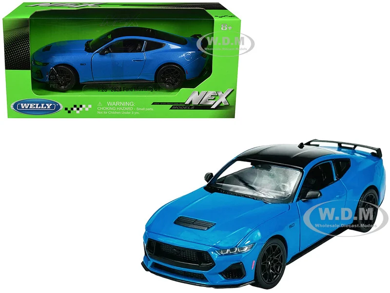 2024 Ford Mustang GT 5.0 Blue with Black Top "NEX Models" Series 1/25 Diecast Model Car by Welly - Ford Models