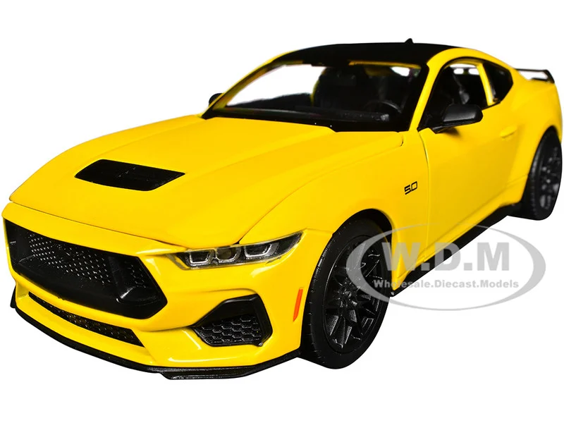 2024 Ford Mustang GT 5.0 Yellow with Black Top "NEX Models" Series 1/25 Diecast Model Car by Welly - Ford Models