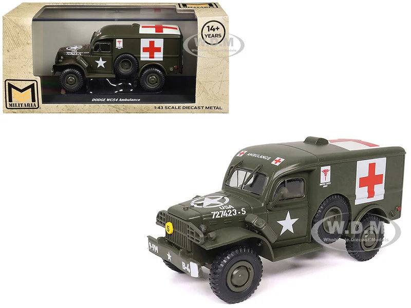 Dodge WC54 Ambulance Olive Drab "United States Army" 1/43 Diecast Model by Militaria Die Cast - Dodge Models