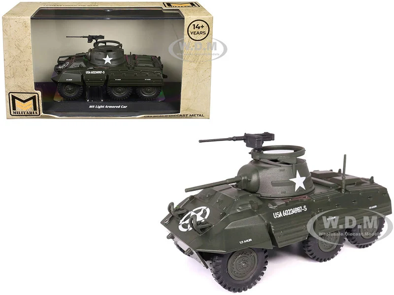 M8 Light Armored Car Olive Drab "United States Army" 1/43 Diecast Model by Militaria Die Cast - Military Models