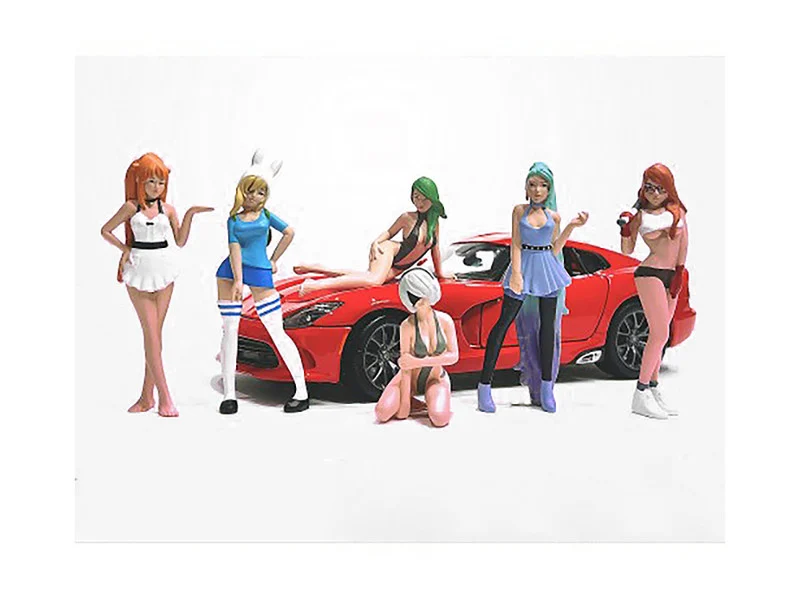 "Cosplay Girls" 6 piece Figure Set for 1/24 Scale Models by American Diorama - Accessories