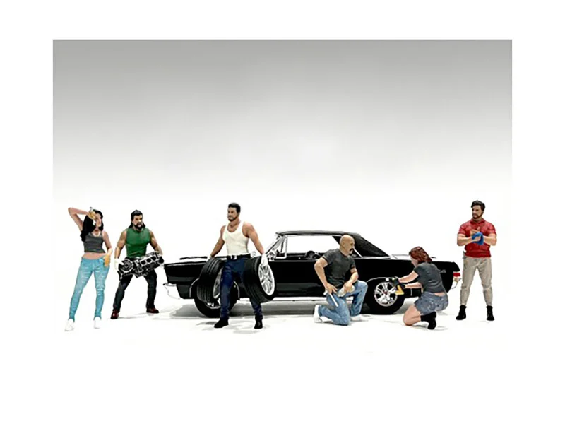"Muscle Mechanics" 6 piece Figure Set for 1/18 Scale Models by American Diorama - Figures