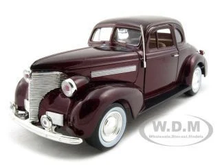 1939 Chevrolet Coupe Burgundy 1/24 Diecast Model Car by Motormax - Chevrolet Models