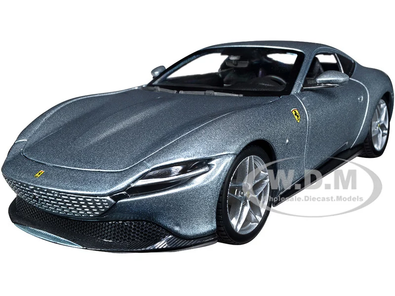 Ferrari Roma Gray Metallic "Race + Play" Series 1/24 Diecast Model Car by Bburago - Ferrari Models