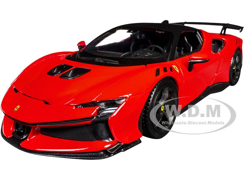 Ferrari SF90 XX Stradale Red with Black Top "Race and Play" Series 1/24 Diecast Model Car by Bburago - Ferrari Models