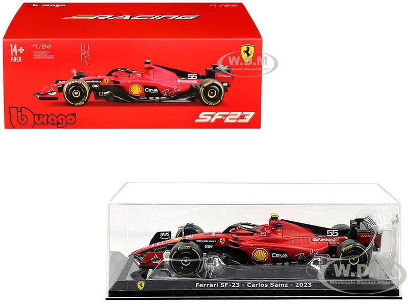 Ferrari SF-23 #55 Carlos Sainz Formula One F1 World Championship (2023) "Formula Racing" Series 1/24 Diecast Model Car by Bburago