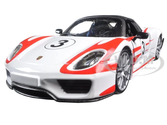 Porsche 918 Spyder Weissach #3 White 1/24 Diecast Model Car by Bburago - Porsche Models