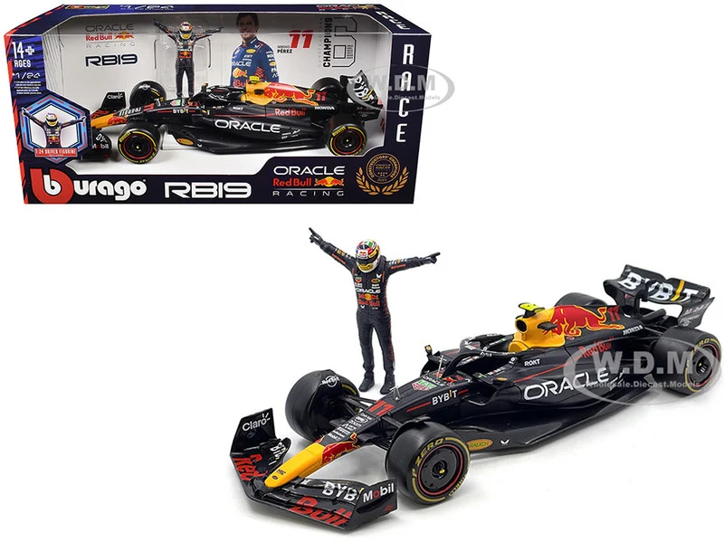Red Bull Racing RB19 #11 Sergio Perez "Oracle" Formula One F1 Championship "Constructor Champions" (2023) with Driver Figure 1/24 Diecast Model Car by Bburago - Formula 1 Models