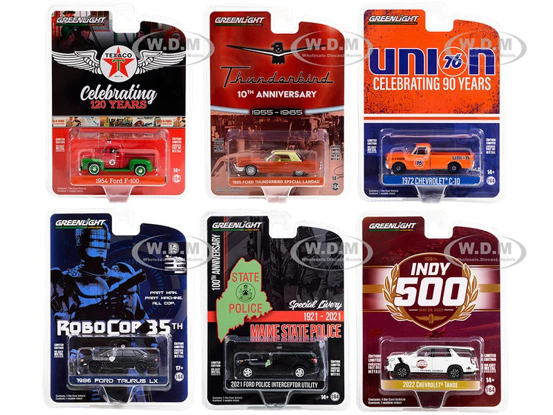 "Anniversary Collection" Set of 6 pieces Series 15 1/64 Diecast Model Cars by Greenlight - 1/64 Scale Sets