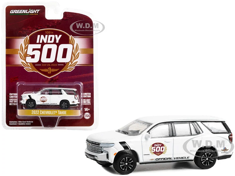 2022 Chevrolet Tahoe White "106th Running of the Indianapolis 500 Official Vehicle" (2022) "Anniversary Collection" Series 15 1/64 Diecast Model Car by Greenlight - Chevrolet Models