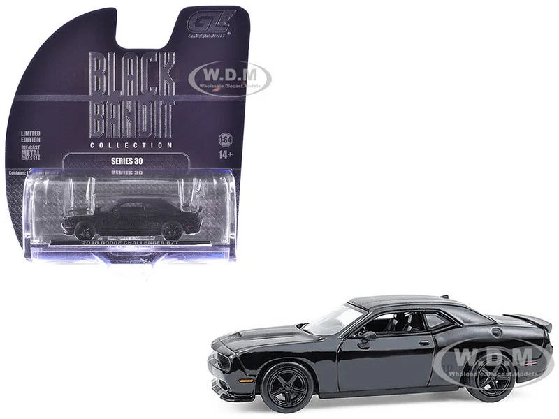 2016 Dodge Challenger R/T Hemi Black "Black Bandit" Series 30 1/64 Diecast Model Car by Greenlight - Dodge Models