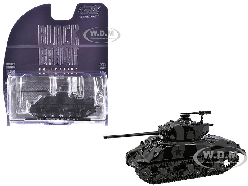 M4 Sherman 76 Long Barrell Tank Black Camouflage "Black Bandit" Series 30 1/64 Diecast Model Car by Greenlight - Military Models