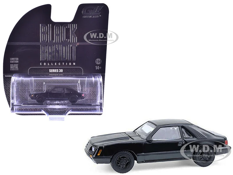 1979 Ford Mustang Fastback Black "Black Bandit" Series 30 1/64 Diecast Model Car by Greenlight - Ford Models
