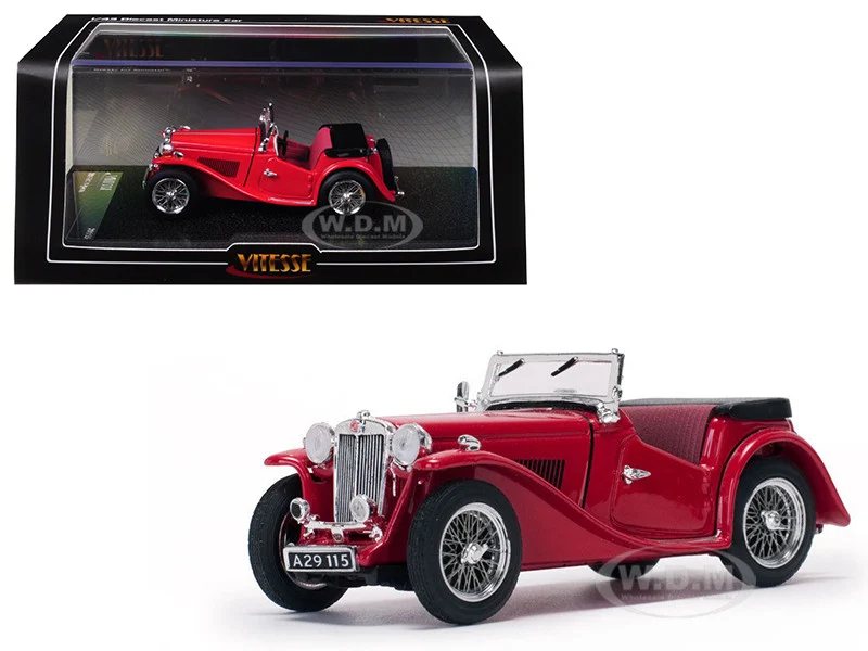 MGTC MG Open No Top Red 1/43 Diecast Model Car by Vitesse - MG Models
