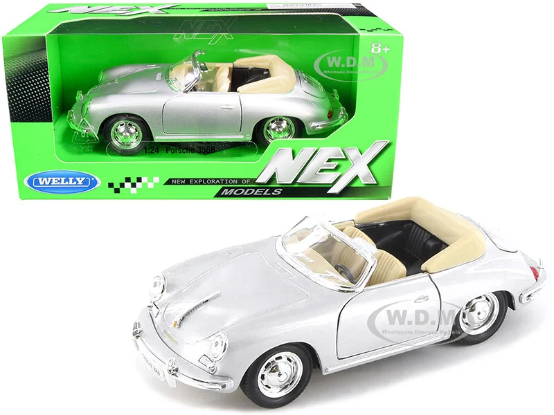 Porsche 356B Roadster Silver "NEX Models" 1/24 Diecast Model Car by Welly - Porsche Models