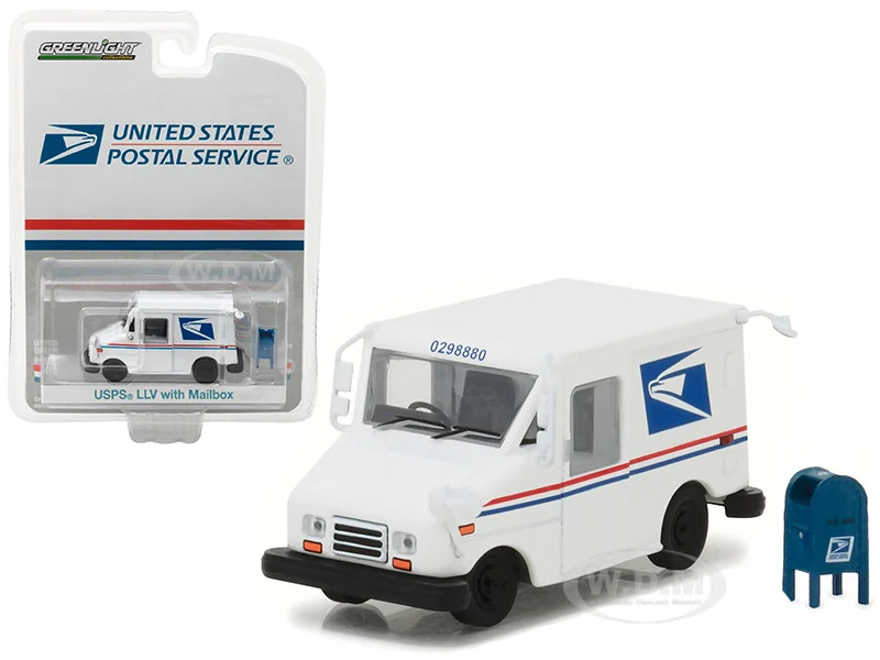 "United States Postal Service" (USPS) Long Life Postal Mail Delivery Vehicle (LLV) with Mailbox Accessory "Hobby Exclusive" 1/64 Diecast Model Car by Greenlight - Other