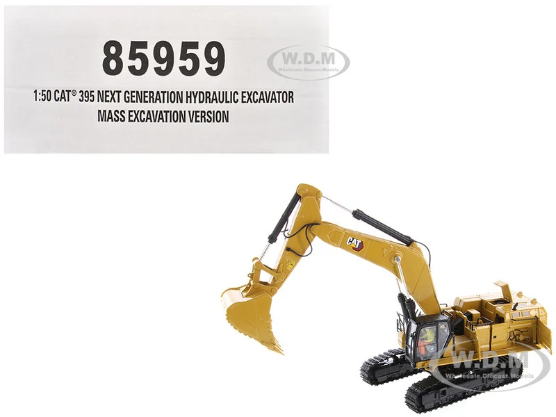 CAT Caterpillar 395 Next Generation Hydraulic Excavator "Mass Excavation Version" Yellow "High Line Series" 1/50 Diecast Model by Diecast Masters - Construction Models