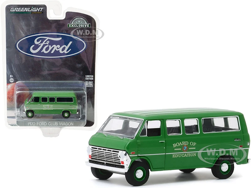 1970 Ford Club Wagon Van Green "Board of Education" "Hobby Exclusive" 1/64 Diecast Model by Greenlight - Ford Models