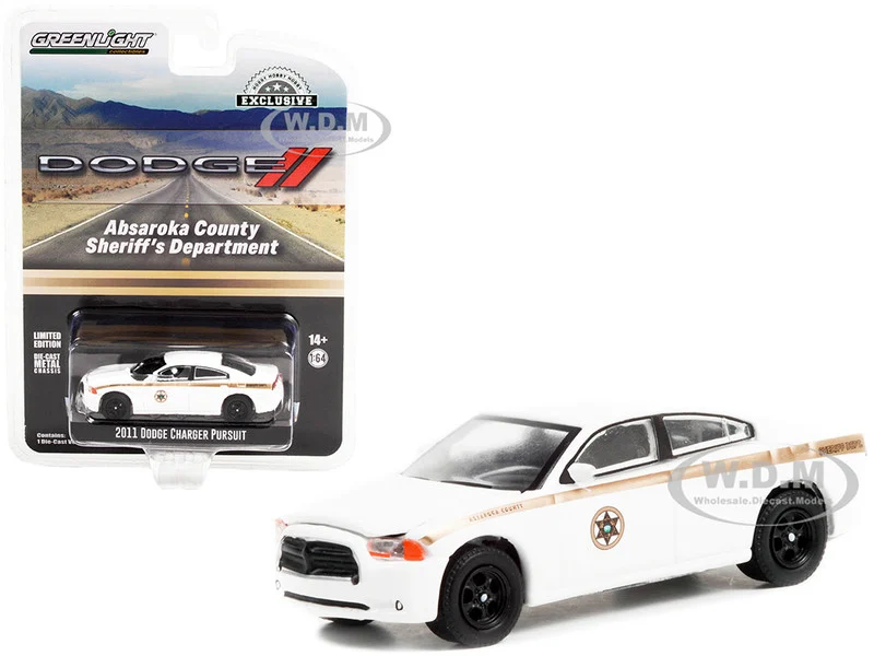 2011 Dodge Charger Pursuit White "Absaroka County Sheriff's Department" "Hobby Exclusive" 1/64 Diecast Model Car by Greenlight - Dodge Models