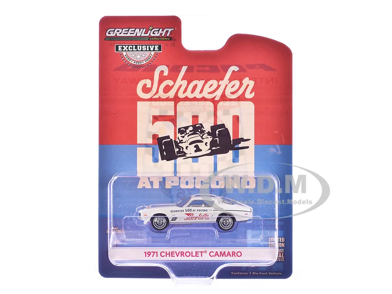 1971 Chevrolet Camaro "1971 Schaefer 500 at Pocono Raybestos Official Pace Car" White with White Interior "Hobby Exclusive" Series 1/64 Diecast Model Car by Greenlight - Chevrolet Models