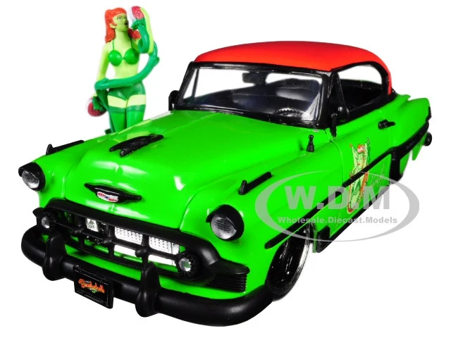 1953 Chevrolet Bel Air Green and Red Top with Poison Ivy Diecast Figure "DC Comics Bombshells" Series 1/24 Diecast Model Car by Jada - Chevrolet Models