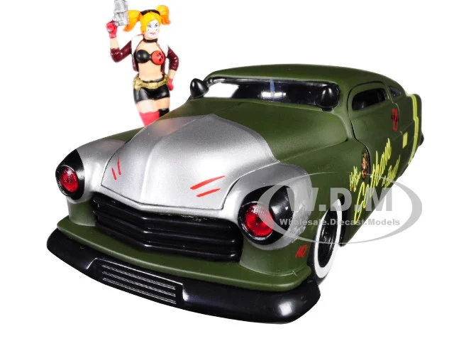 1951 Mercury Matt Green with Harley Quinn Diecast Figurine "DC Comics Bombshells" Series 1/24 Diecast Model Car by Jada - Mercury Models