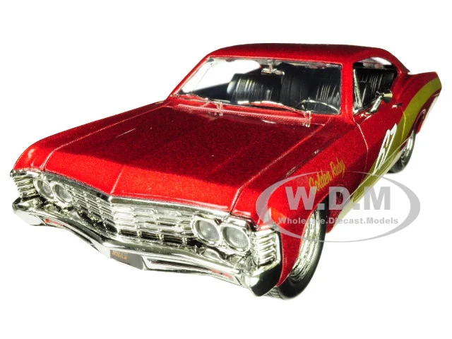 1967 Chevrolet Impala SS #67 "Golden Ruby" Red with Gold Stripes "Bigtime Muscle" 1/24 Diecast Model Car by Jada - Chevrolet Models