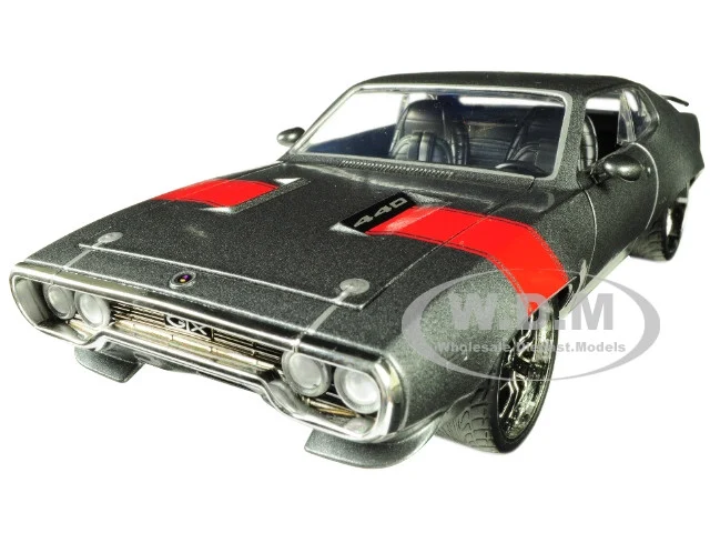 1972 Plymouth GTX 440 Metallic Gray with Red Stripe "Bigtime Muscle" 1/24 Diecast Model Car by Jada - Plymouth Models