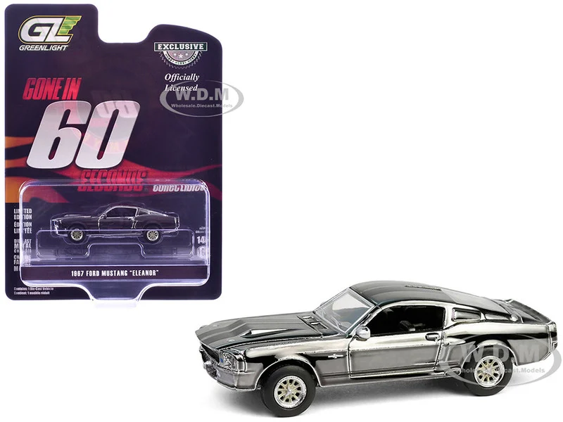 1967 Ford Mustang "Eleanor" Silver Chrome Edition "Gone in Sixty Seconds" (2000) Movie "Hobby Exclusive" Series 1/64 Diecast Model Car by Greenlight - Ford Models