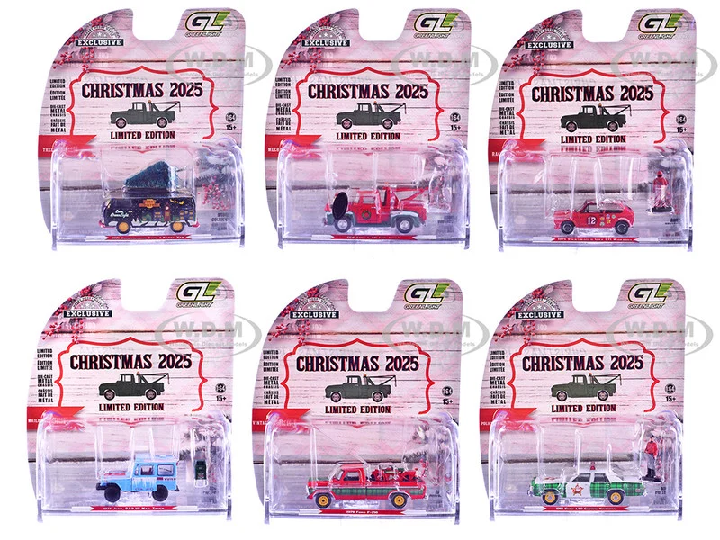 "Christmas 2025 Limited Edition" Set of 6 Cars 1/64 Diecast Model Cars by Greenlight - 1/64 Scale Sets