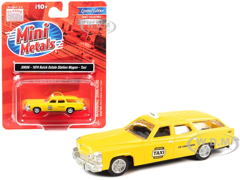 1974 Buick Estate Station Wagon Taxi Yellow 1/87 (HO) Scale Model by Classic Metal Works - Buick Models