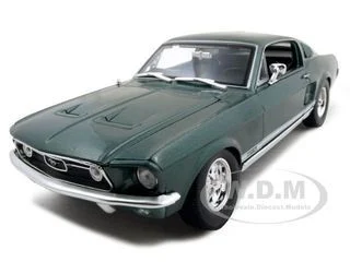 1967 Ford Mustang GTA Fastback Green Metallic with White Stripes 1/18 Diecast Model Car by Maisto - Ford Models