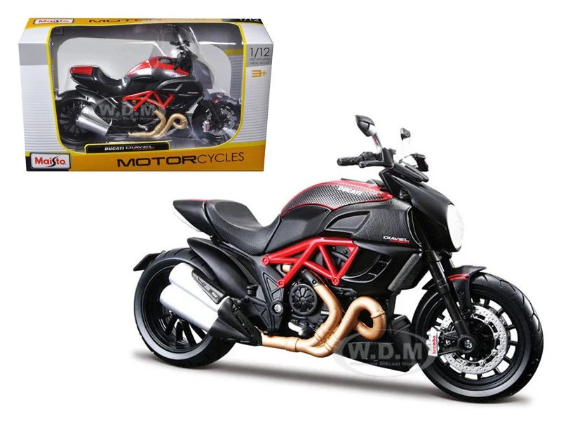 Ducati Diavel Red and Carbon 1/12 Diecast Motorcycle Model by Maisto - Ducati Motorcycles
