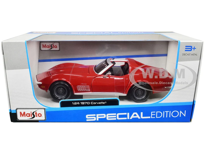 1970 Chevrolet Corvette Convertible Red 1/24 Diecast Model Car by Maisto - Chevrolet Models