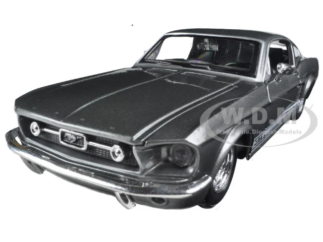 1967 Ford Mustang GT Gray Metallic with White Stripes 1/24 Diecast Model Car by Maisto - Ford Models