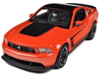 2012 Ford Mustang Boss 302 Orange and Black 1/24 Diecast Model Car by Maisto - Ford Models