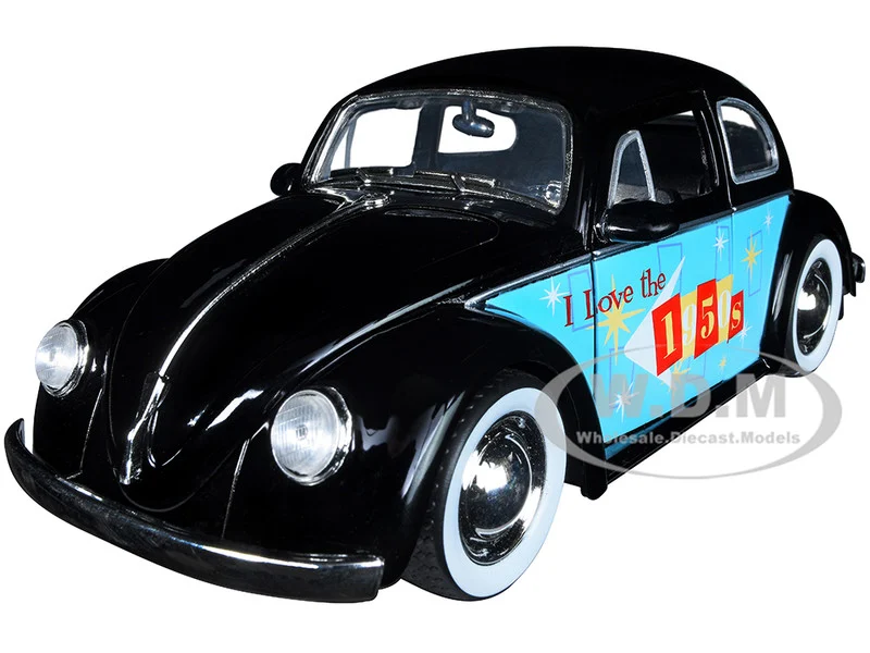 1959 Volkswagen Beetle Black with Graphics "I Love the 50's" Series 1/24 Diecast Model Car by Jada - Volkswagen Models