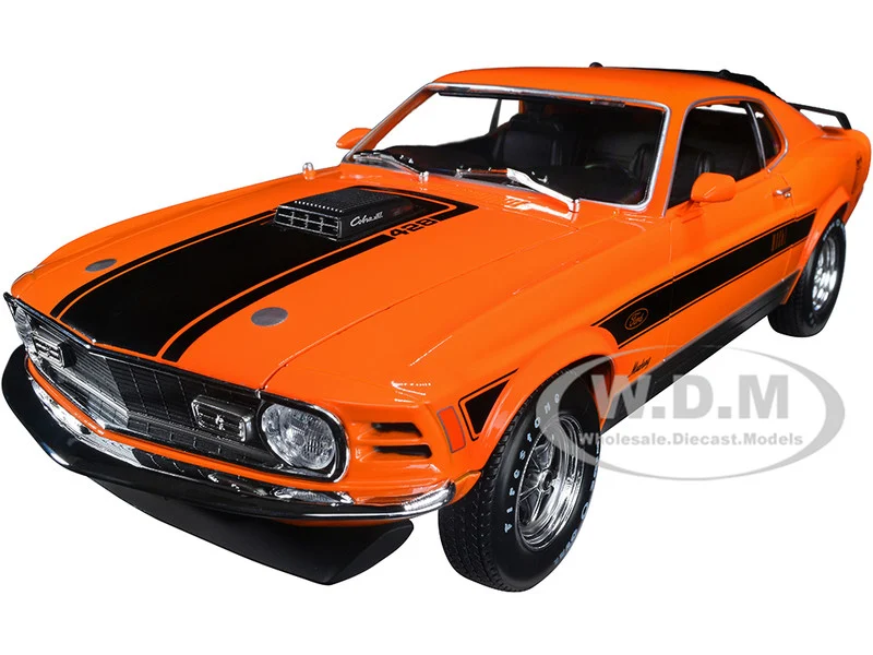 1970 Ford Mustang Mach 1 428 "Twister Special" Orange with Black Stripes "Special Edition" 1/18 Diecast Model Car by Maisto - Ford Models