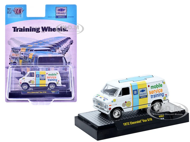 1972 Chevrolet G10 Van "Chevrolet Mobile Service Training" White with Graphics Limited Edition to 4400 pieces Worldwide 1/64 Diecast Model Car by M2 Machines - Chevrolet Models