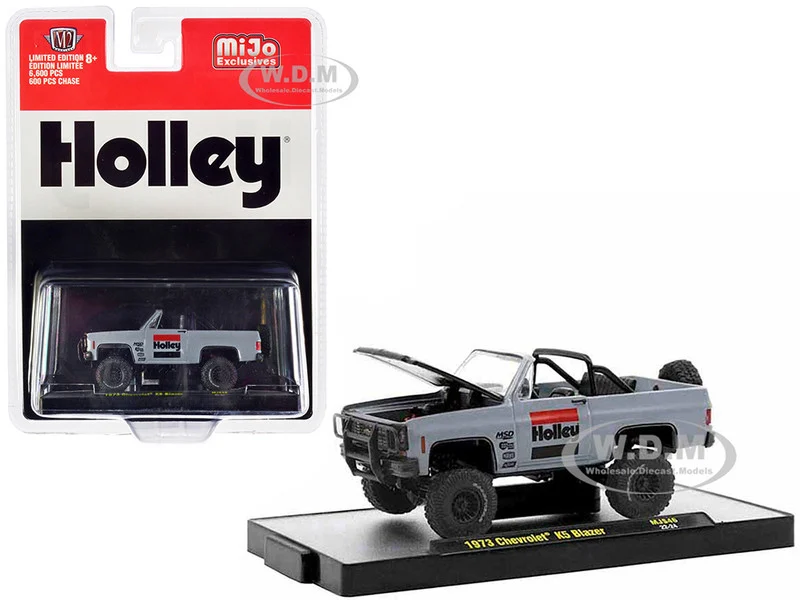 1973 Chevrolet K5 Blazer Open Top "Holley" Gray with Black Hood Limited Edition to 6600 pieces Worldwide 1/64 Diecast Model Car by M2 Machines - Chevrolet Models