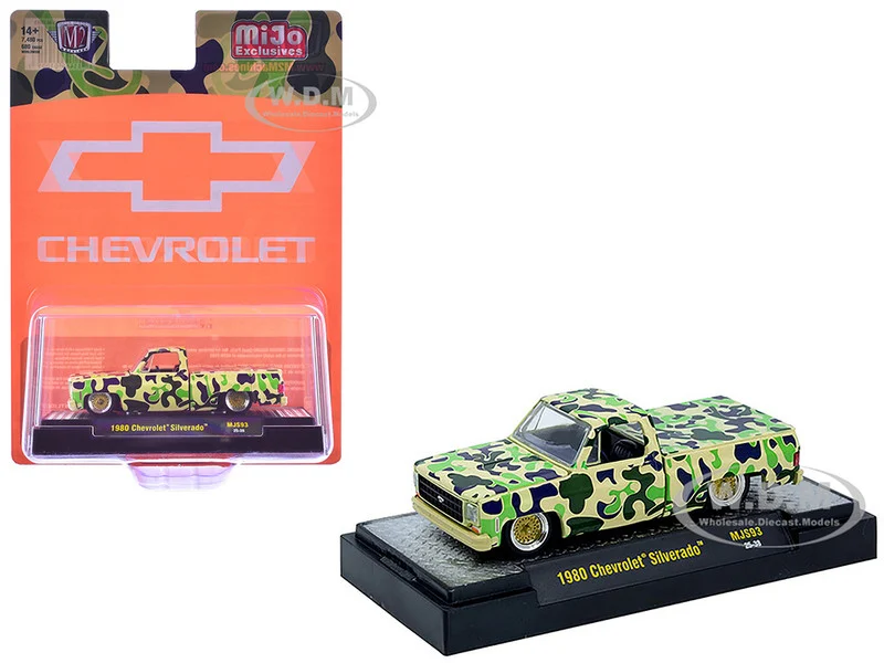 1980 Chevrolet Silverado Pickup Truck Camouflage Limited Edition to 7480 pieces Worldwide 1/64 Diecast Model Car by M2 Machines - Chevrolet Models