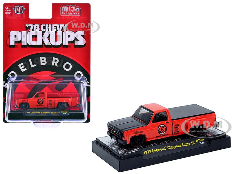 1978 Chevrolet Cheyenne Super 10 Pickup Truck "Edelbrock" Red with Black Hood Limited Edition to 9900 pieces Worldwide 1/64 Diecast Model Car by M2 Machines - Chevrolet Models
