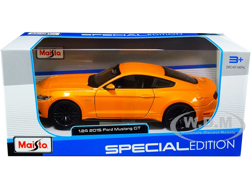 2015 Ford Mustang GT 5.0 Orange Metallic 1/24 Diecast Model Car by Maisto - Ford Models