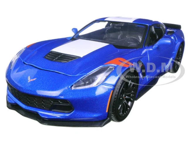 2017 Chevrolet Corvette Grand Sport Blue Metallic 1/24 Diecast Model Car by Maisto - Chevrolet Models