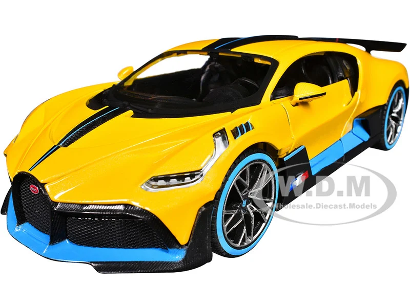 Bugatti Divo Yellow Metallic with Carbon and Blue Accents "Special Edition" 1/24 Diecast Model Car by Maisto - Bugatti Models