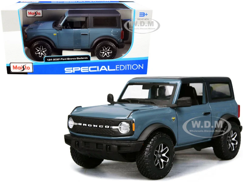 2021 Ford Bronco Badlands Blue with Black Top "Special Edition" 1/24 Diecast Model Car by Maisto - Ford Models